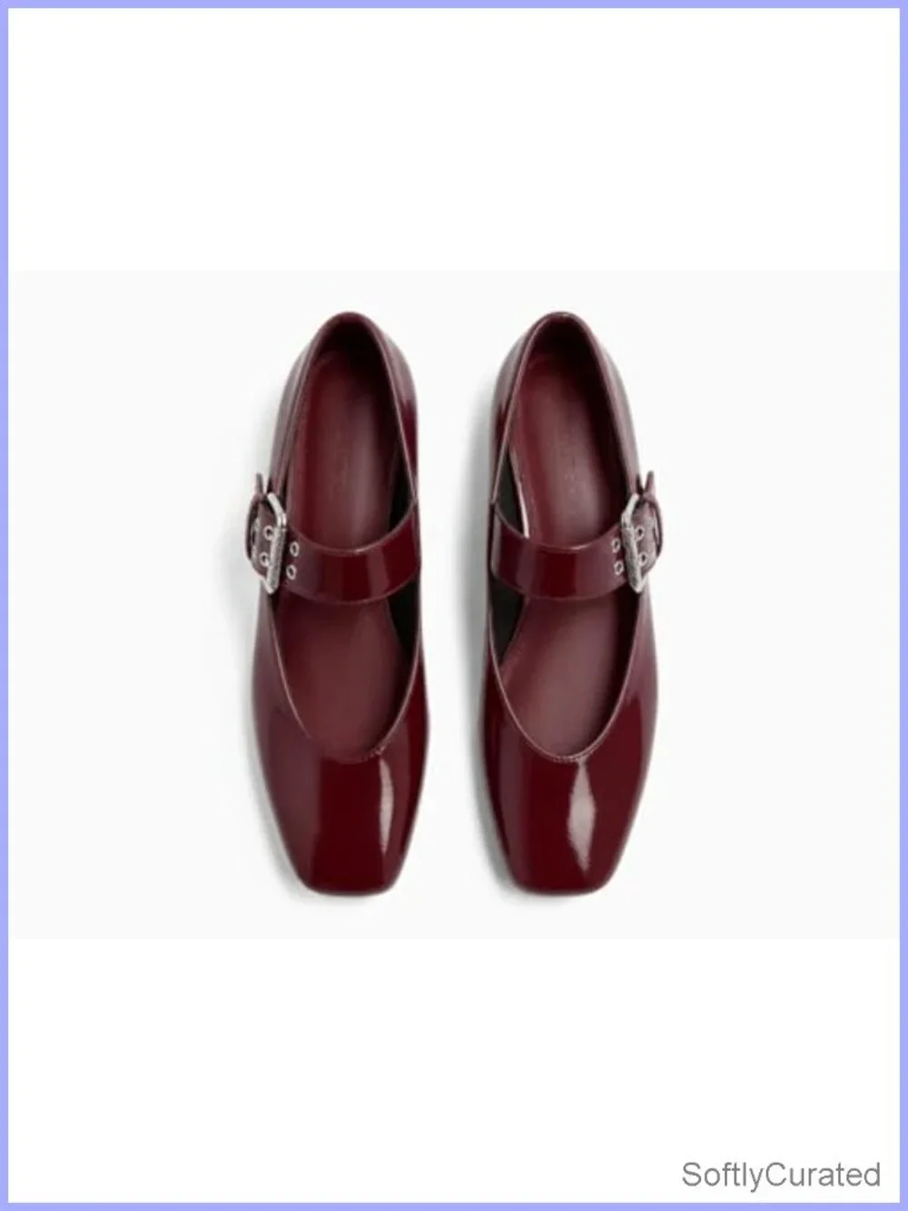 Mary Jane Ballet Flats Faux Leather Square Toe Buckle Women's